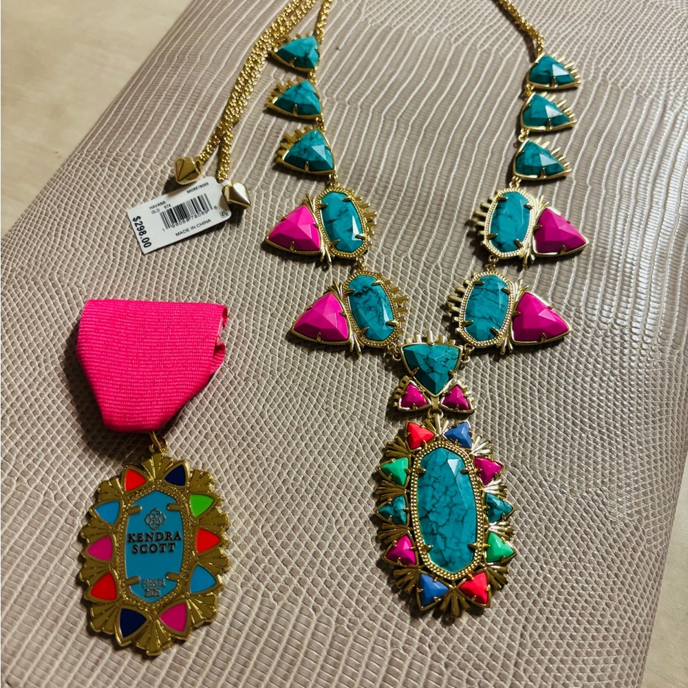Kendra Scott Turquoise & Hot Pink Multicolor Statement Necklace